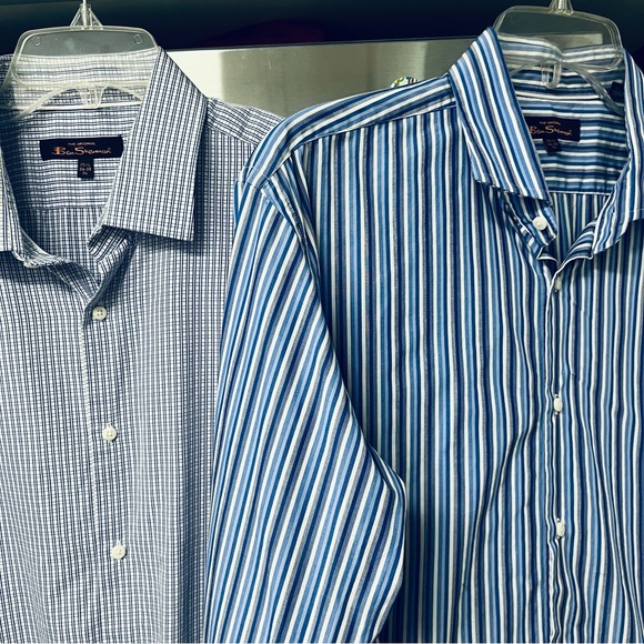 2 Ben Sherman Long Sleeve Button Down Shirts Size XL Blue & White Stripe - Picture 6 of 16